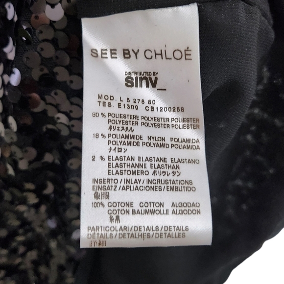 See By Chloe Sequin Mini Dress 2 Black‎ Short Sleeve Eras Tour Taylor Swift - Picture 7 of 12